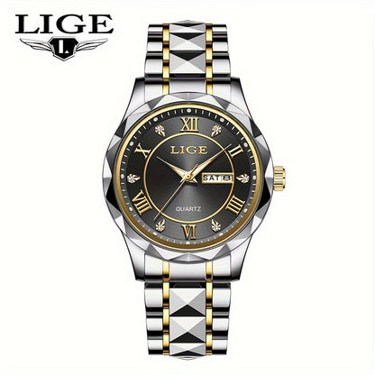 LIGE Men's Watch Classic Business Watches Waterproof Dual Calendar Fashion High end/wristwatch Men's Night Glow Multi functional QuartzWatches.