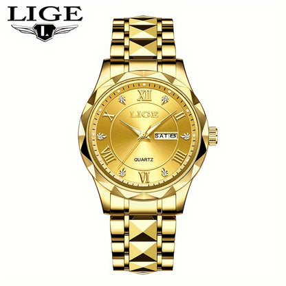 LIGE Men's Watch Classic Business Watches Waterproof Dual Calendar Fashion High end/wristwatch Men's Night Glow Multi functional QuartzWatches.