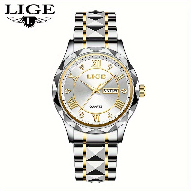 LIGE Men's Watch Classic Business Watches Waterproof Dual Calendar Fashion High end/wristwatch Men's Night Glow Multi functional QuartzWatches.