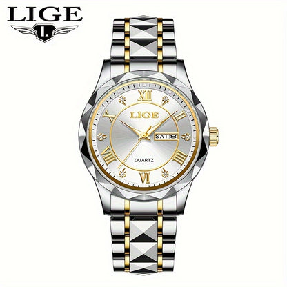 LIGE Men's Watch Classic Business Watches Waterproof Dual Calendar Fashion High end/wristwatch Men's Night Glow Multi functional QuartzWatches.