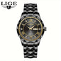 LIGE Men's Watch Classic Business Watches Waterproof Dual Calendar Fashion High end/wristwatch Men's Night Glow Multi functional QuartzWatches.
