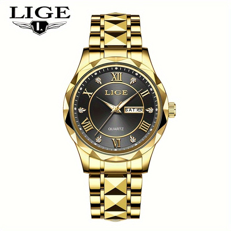 LIGE Men's Watch Classic Business Watches Waterproof Dual Calendar Fashion High end/wristwatch Men's Night Glow Multi functional QuartzWatches.