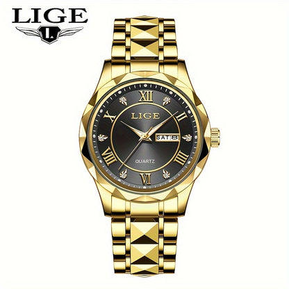 LIGE Men's Watch Classic Business Watches Waterproof Dual Calendar Fashion High end/wristwatch Men's Night Glow Multi functional QuartzWatches.