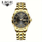 LIGE Men's Watch Classic Business Watches Waterproof Dual Calendar Fashion High end/wristwatch Men's Night Glow Multi functional QuartzWatches.