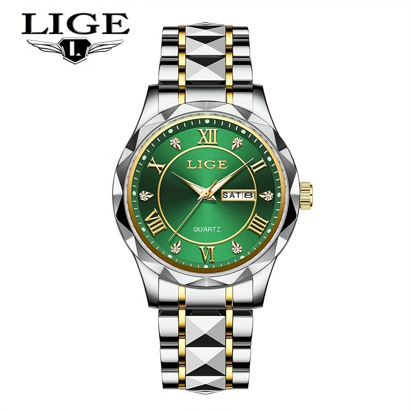LIGE Men's Watch Classic Business Watches Waterproof Dual Calendar Fashion High end/wristwatch Men's Night Glow Multi functional QuartzWatches.