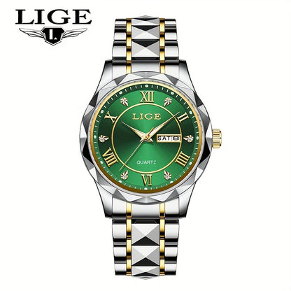 LIGE Men's Watch Classic Business Watches Waterproof Dual Calendar Fashion High end/wristwatch Men's Night Glow Multi functional QuartzWatches.