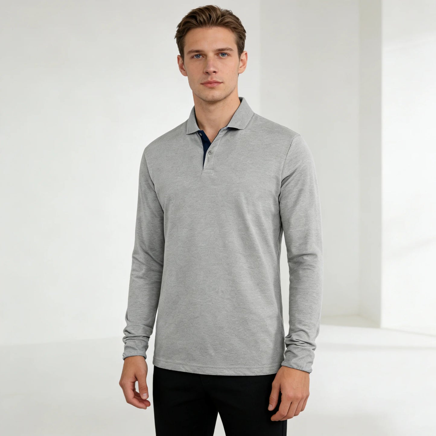 95% Cotton Long Sleeve T Shirts Men Casual Brand Homme Clothing Hombre Tee Tops Fashion Tshirt Black White Polo T-Shirts For Men