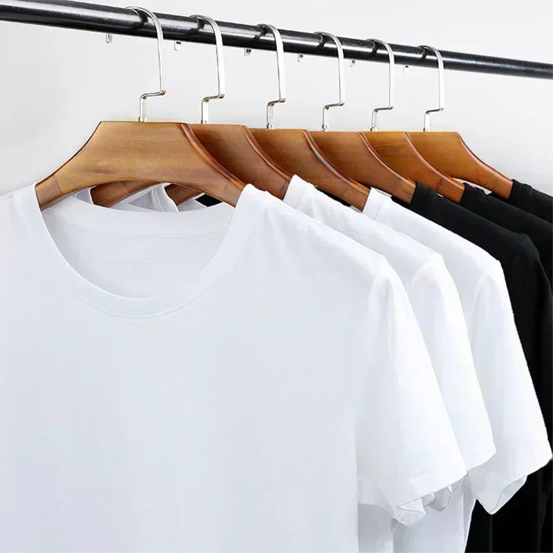 High-quality Men's T-Shirt 100% Cotton T Shirt Men Women Solid Color Basic Casual Clothing Big Size Short Sleeve Black White Top