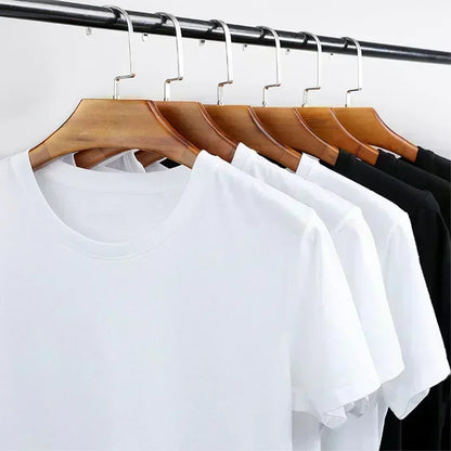 High-quality Men's T-Shirt 100% Cotton T Shirt Men Women Solid Color Basic Casual Clothing Big Size Short Sleeve Black White Top