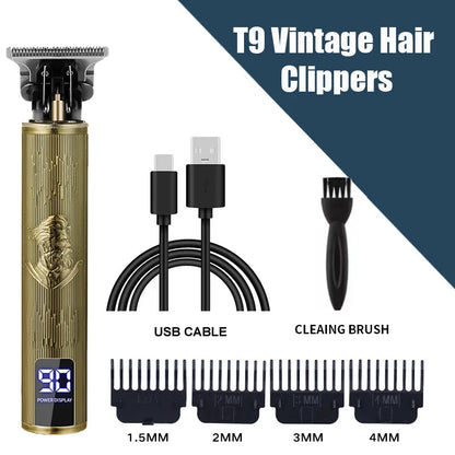 New！T9 Electric Hair Trimmer/Accessories | USB Professional Shaver | 0mm Bald Fade Cutting Machine Portable for Men Home Haircut