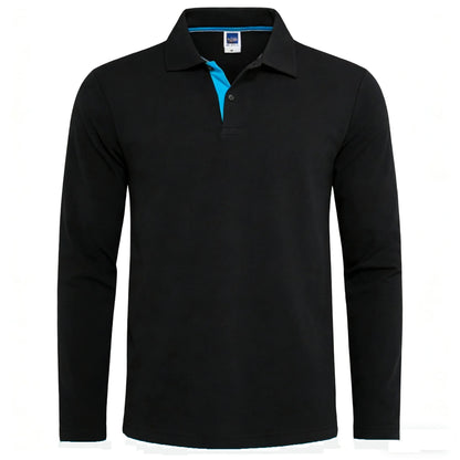 95% Cotton Long Sleeve T Shirts Men Casual Brand Homme Clothing Hombre Tee Tops Fashion Tshirt Black White Polo T-Shirts For Men