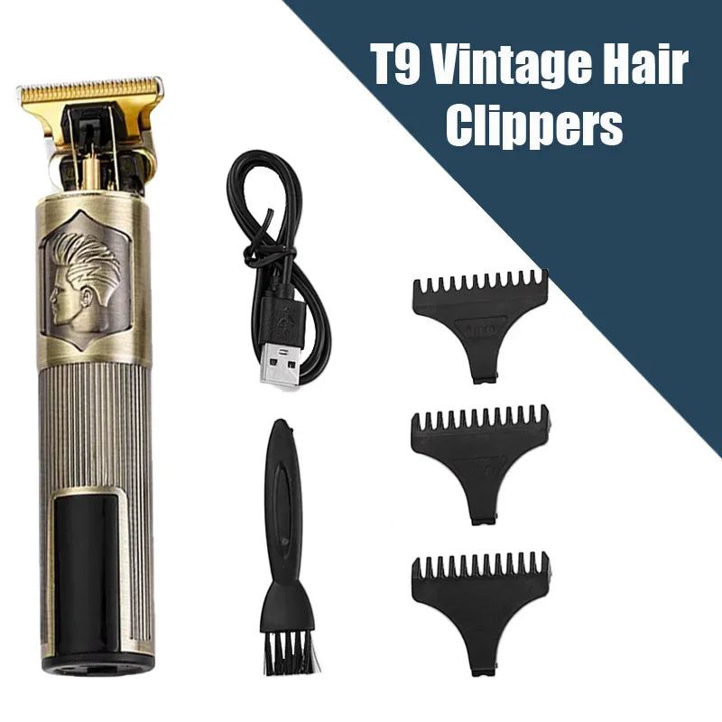 New！T9 Electric Hair Trimmer/Accessories | USB Professional Shaver | 0mm Bald Fade Cutting Machine Portable for Men Home Haircut