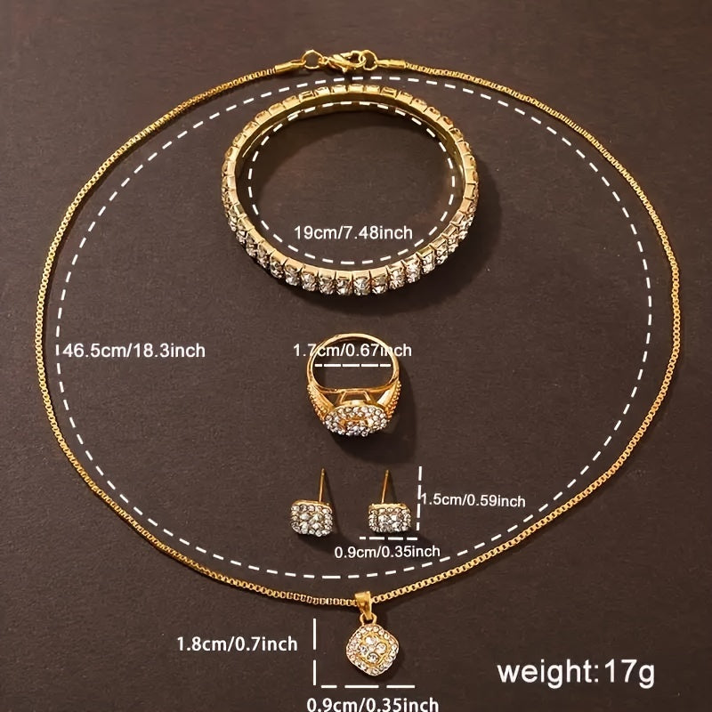 طقم ساعات كوارتز نسائية مع أساور وأقراط مرصعة بأحجار الراين