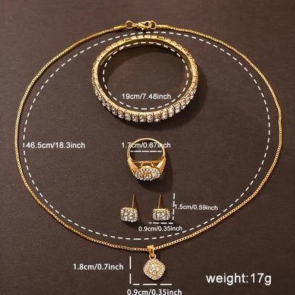 طقم ساعات كوارتز نسائية مع أساور وأقراط مرصعة بأحجار الراين