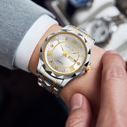 LIGE Men's Watch Classic Business Watches Waterproof Dual Calendar Fashion High end/wristwatch Men's Night Glow Multi functional QuartzWatches.